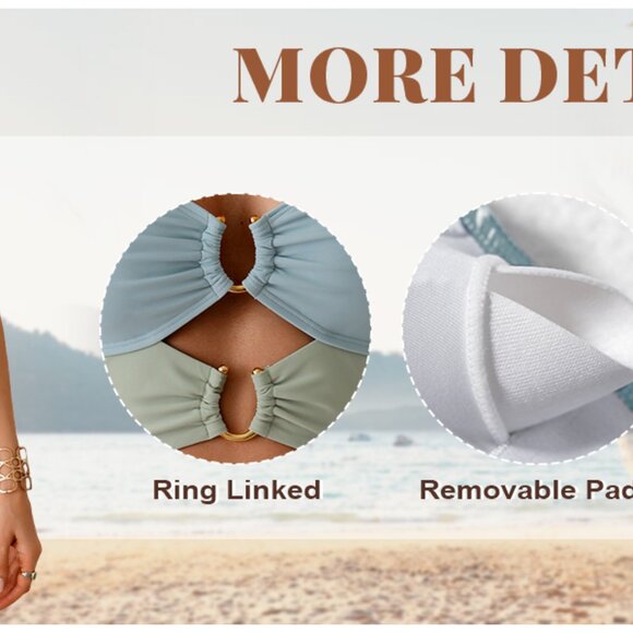 Eomenie One Piece Swimsuit for Women Ring Linked Monokini Black Size Large - Picture 6 of 6